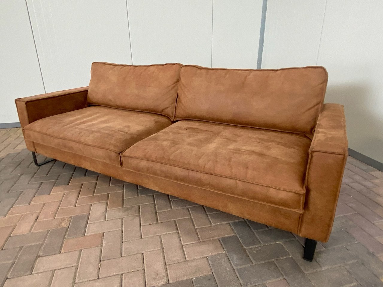 GRATIS LEVERING HEEL NL Cognac Stoffen 4-zits Bankstel