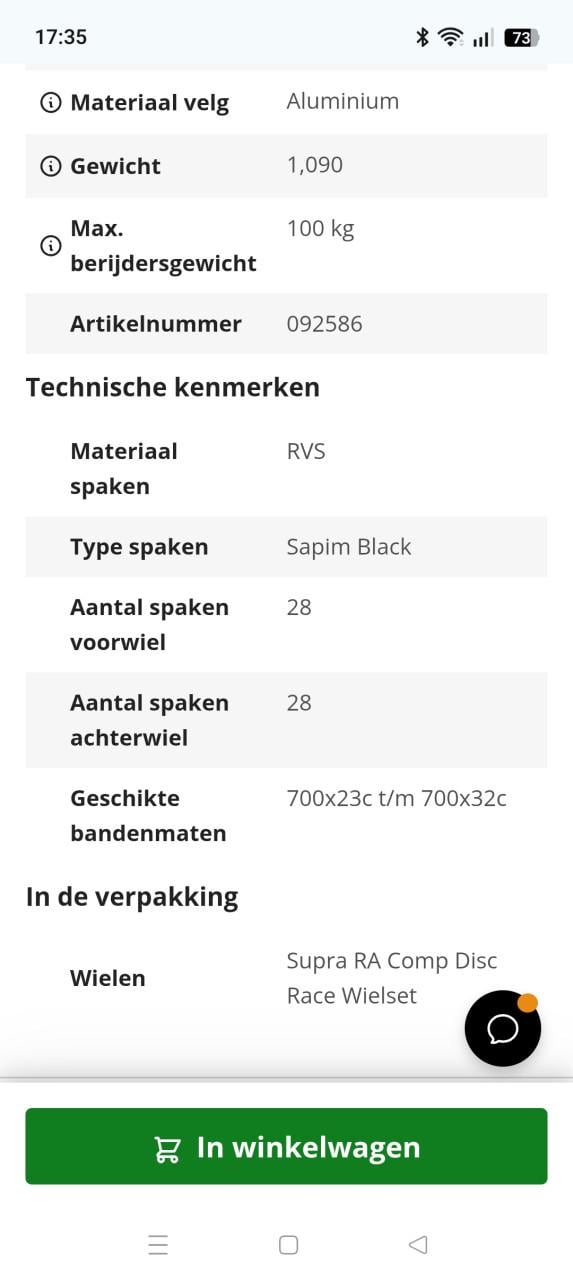 Velgen racefiets/ gravelbike