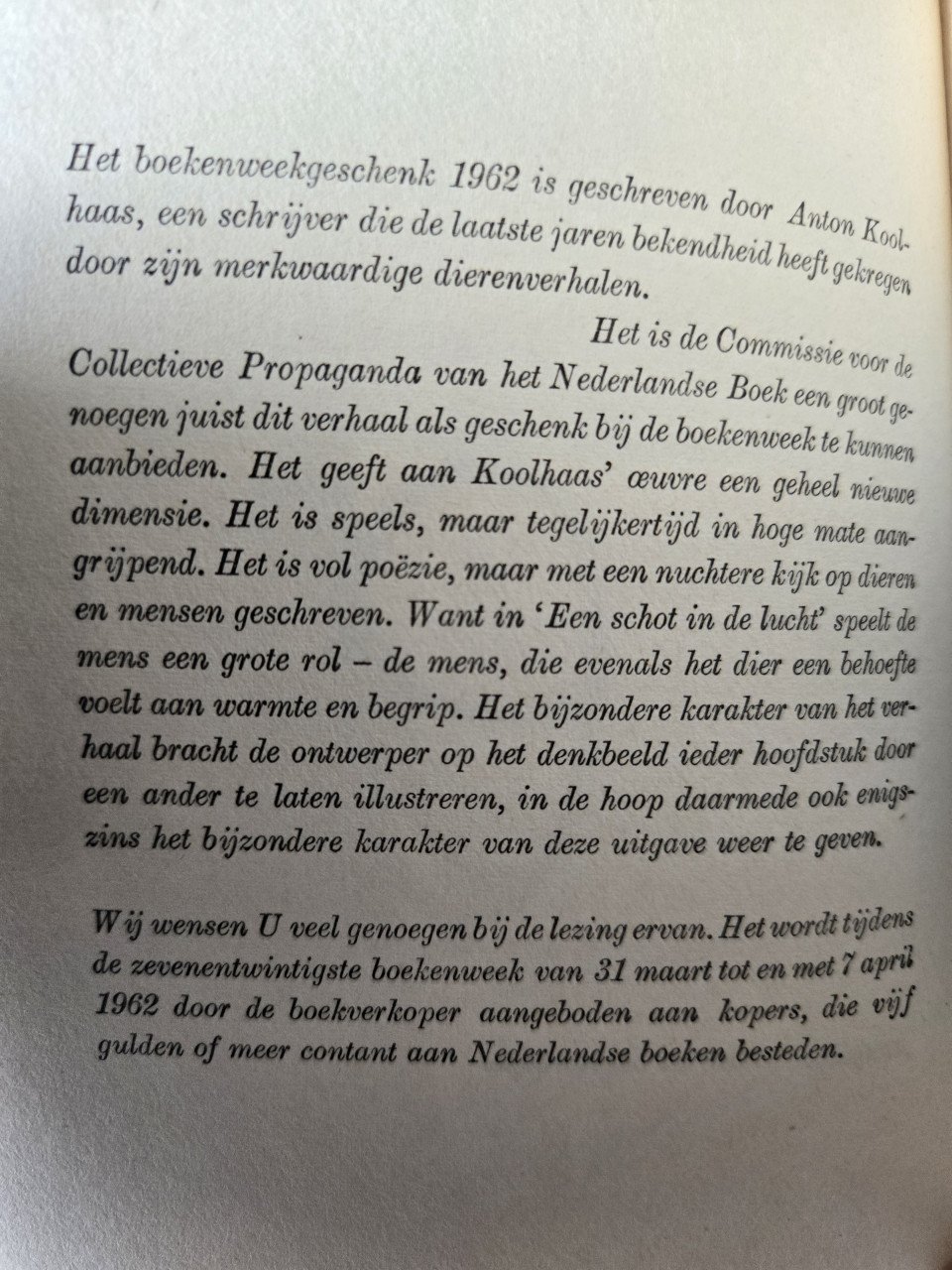 Boekenweekgeschenk 1962: Een schot in de lucht – Anton Koolhaas
