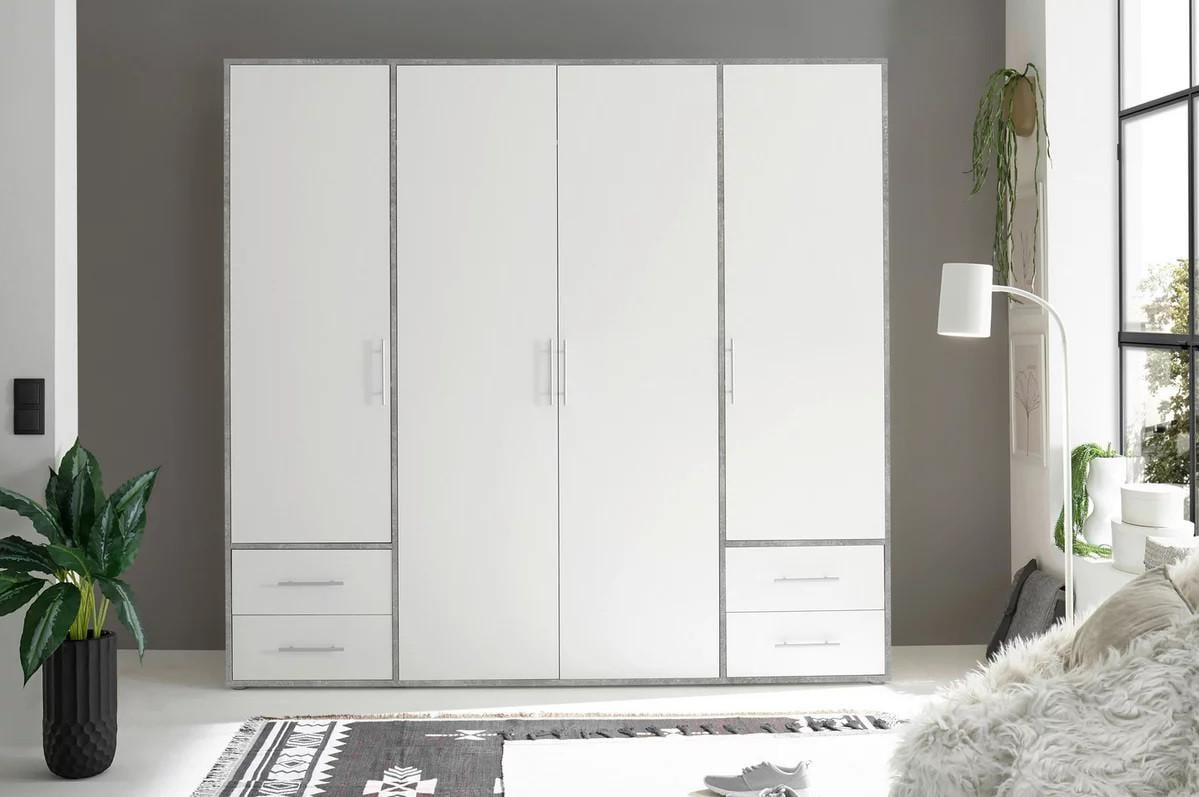 Grote kledingkast 3 of 4 dr. Wit met Lichteiken of Antraciet