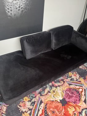 Chaise longue zwart fluweel