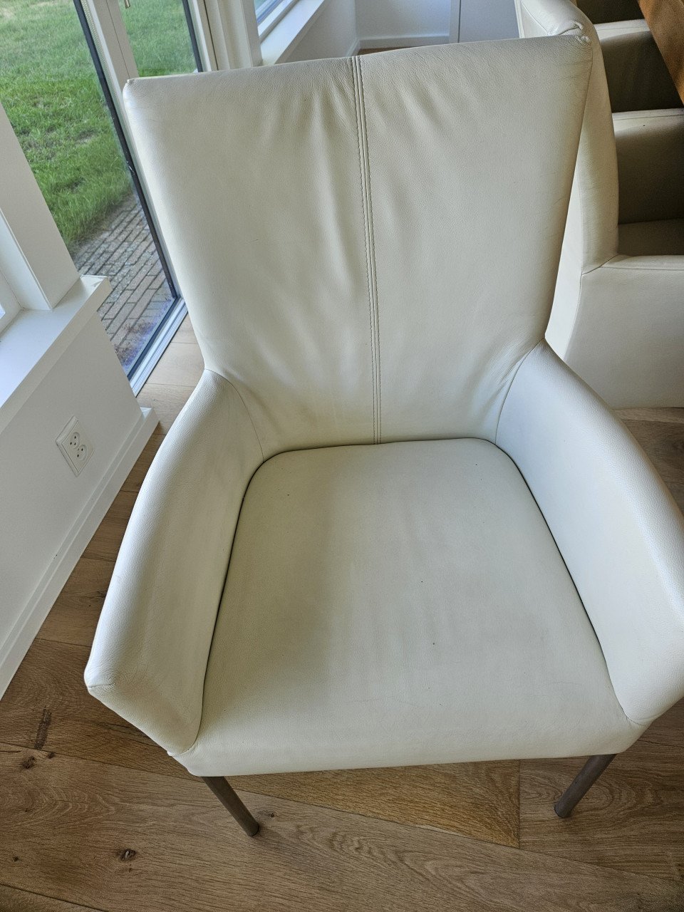Eetkamerstoelen,  wit leer