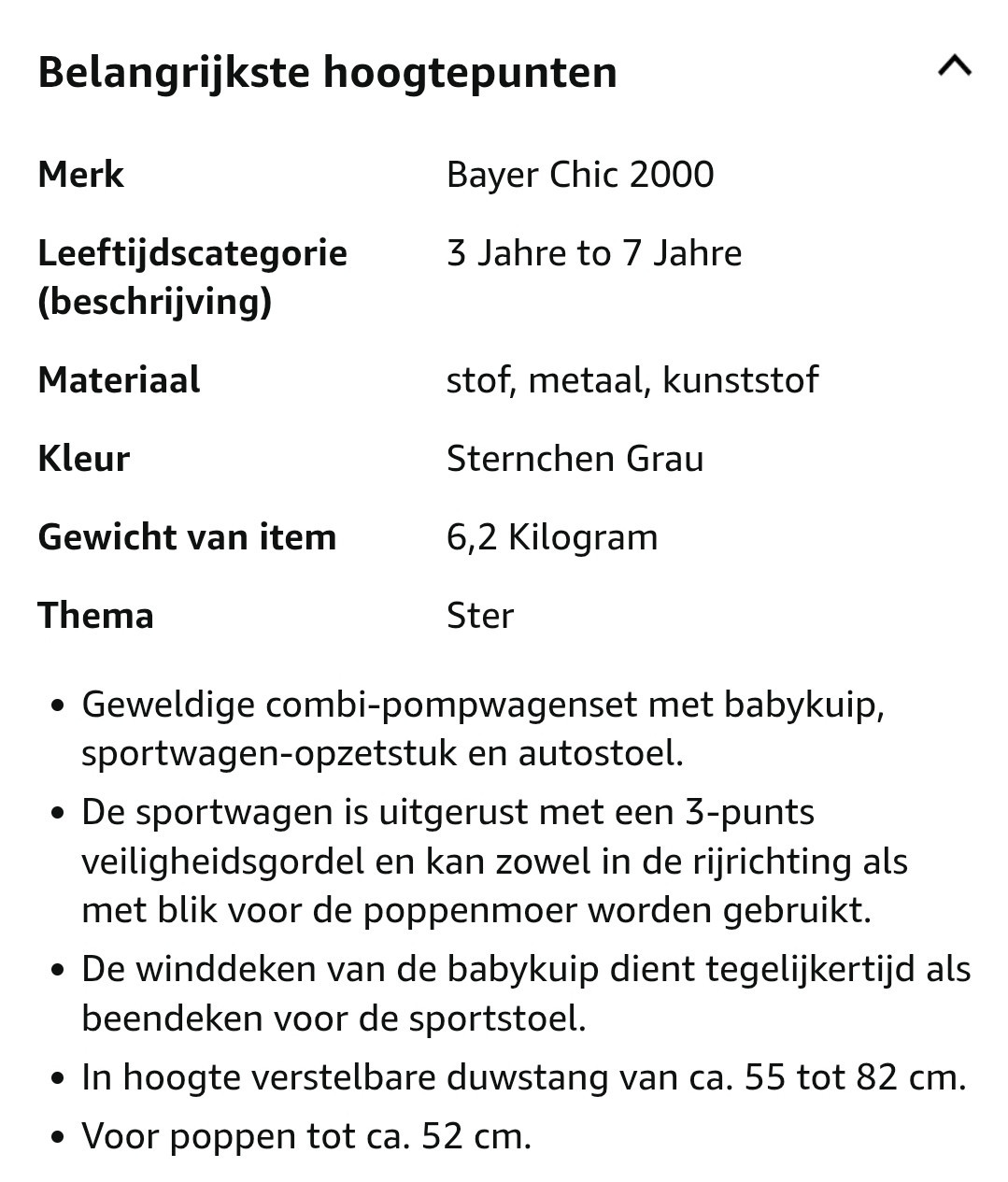 Poppenwagen drie in 1 merk Bayer chic