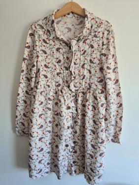 Zara mooie doorknoop jurk-blouse met bloemetjes print mt 134