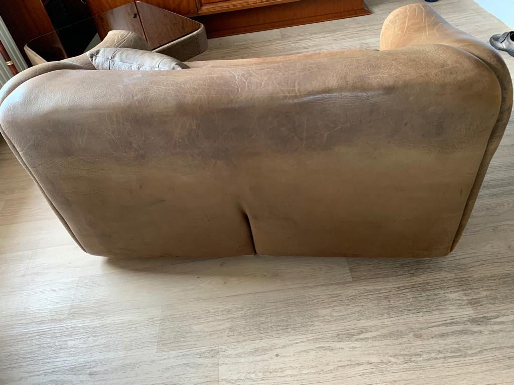 Vintage De Sede DS 47 lederen 2-zits bank + bijhorende tafel