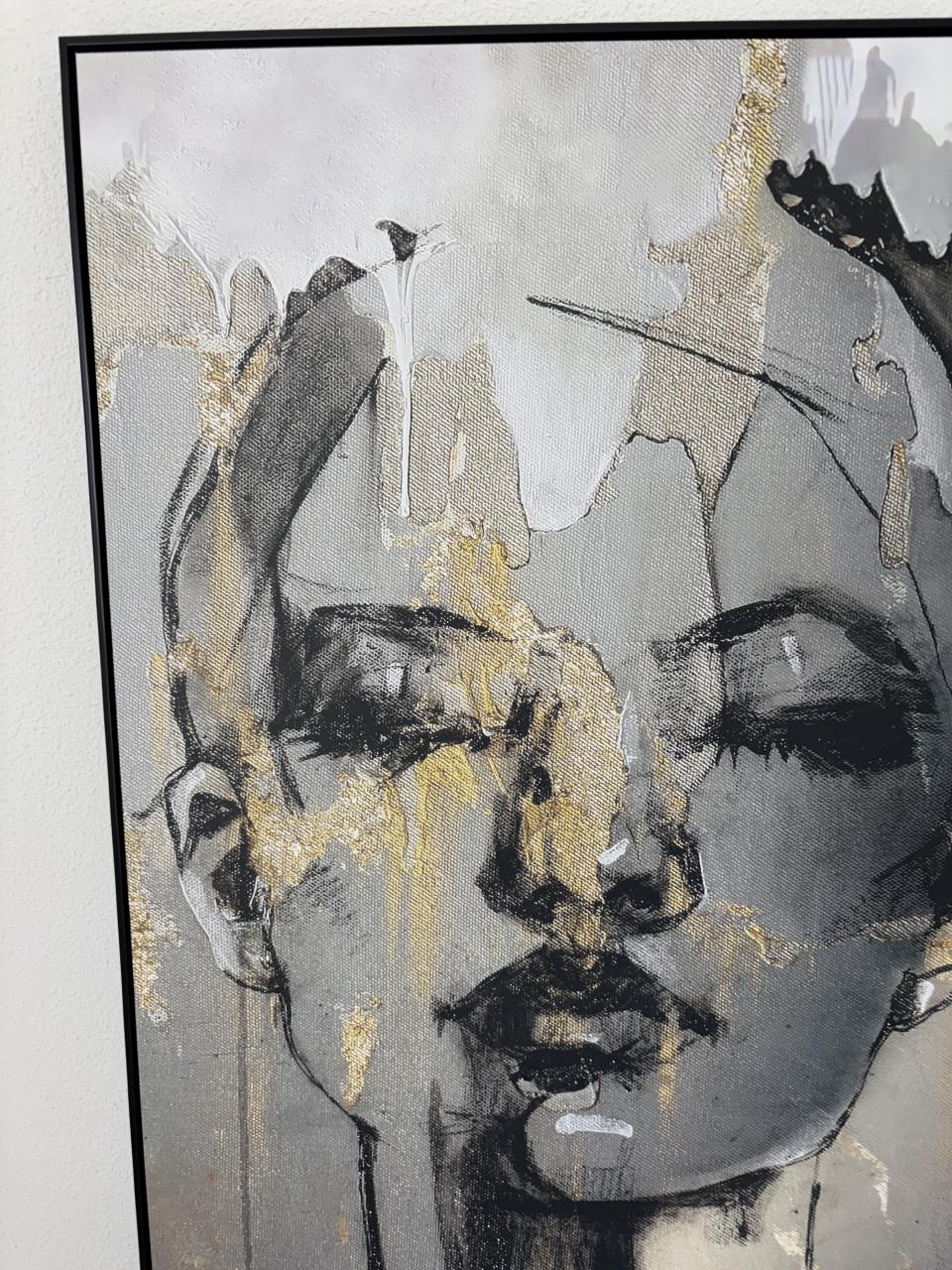 Schilderij vrouw met goud