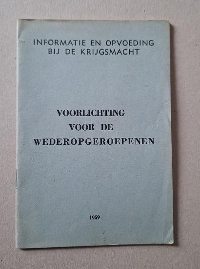 Boekje Voorlichting Voor De Wederopgeroepenen 1959