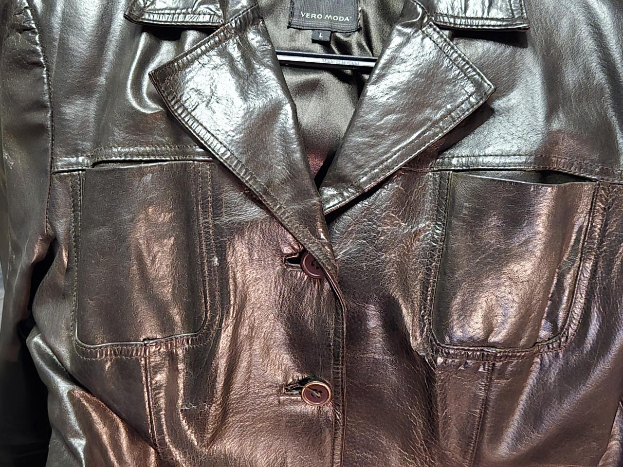 Lange leren trenchcoat. Vero Moda Maat L