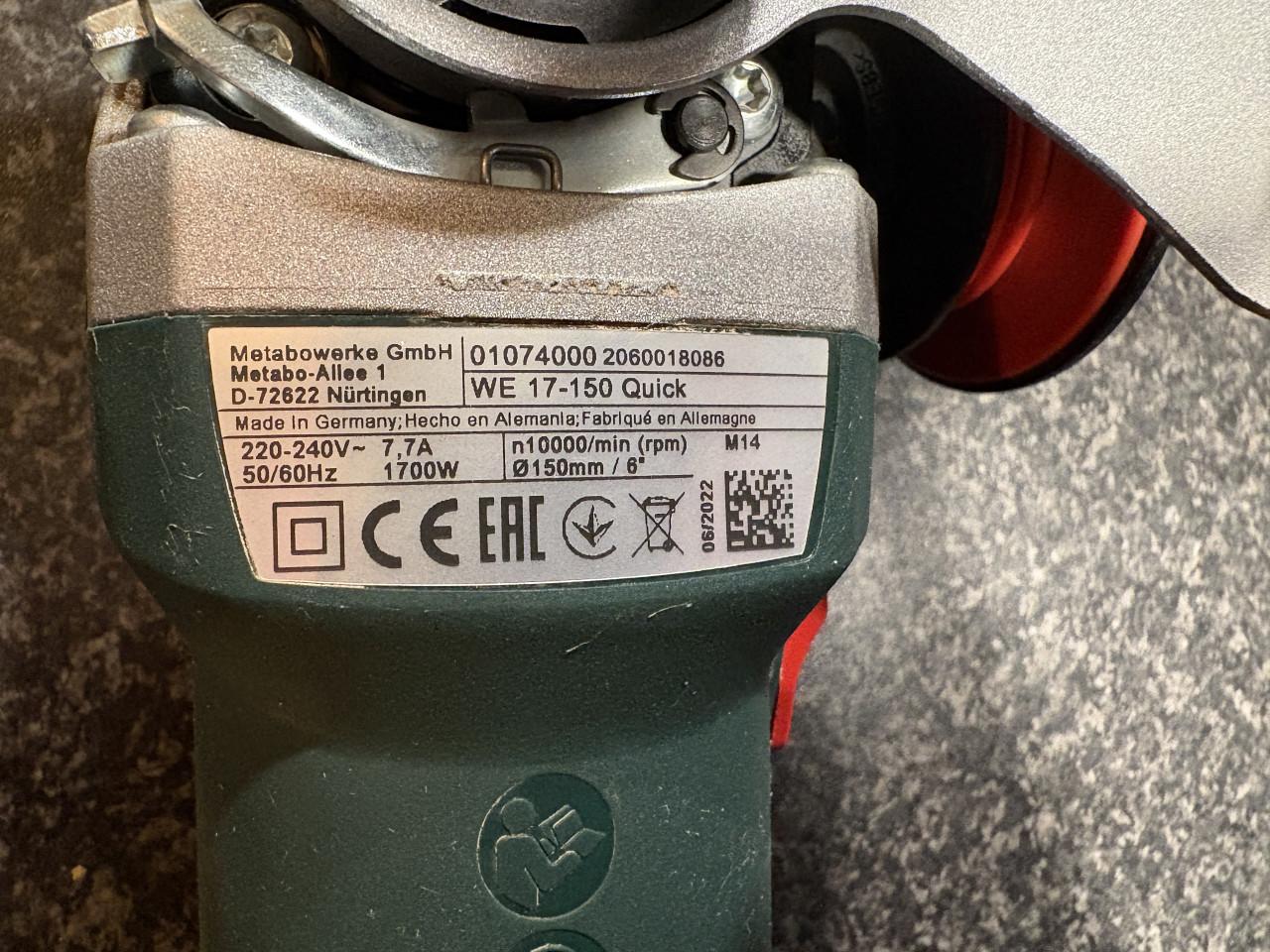 Metabo haakseslijper 1700 watt 150mm