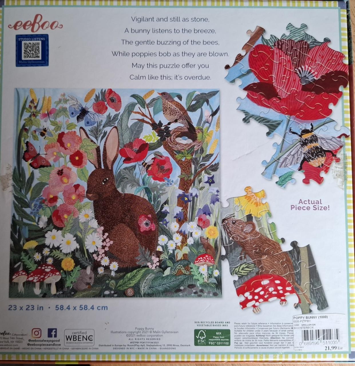 Legpuzzel Bountiful Garden en Poppy Bunny, 1000 st. z.g.a.n. Mooie puzzels