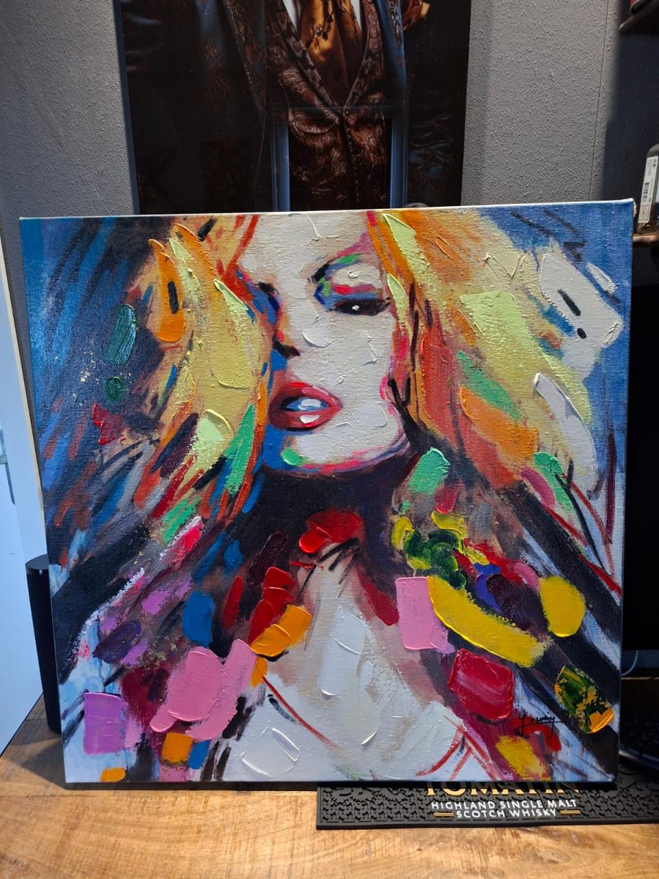 Schilderij vrouw 90x90