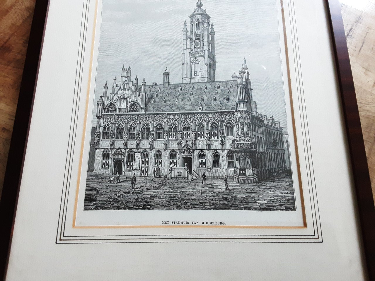 Oude pentekening van het stadhuis van Middelburg