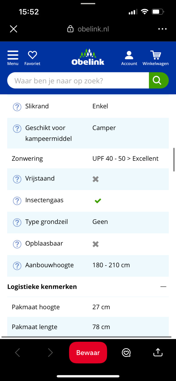 Achterklep tent Obelink