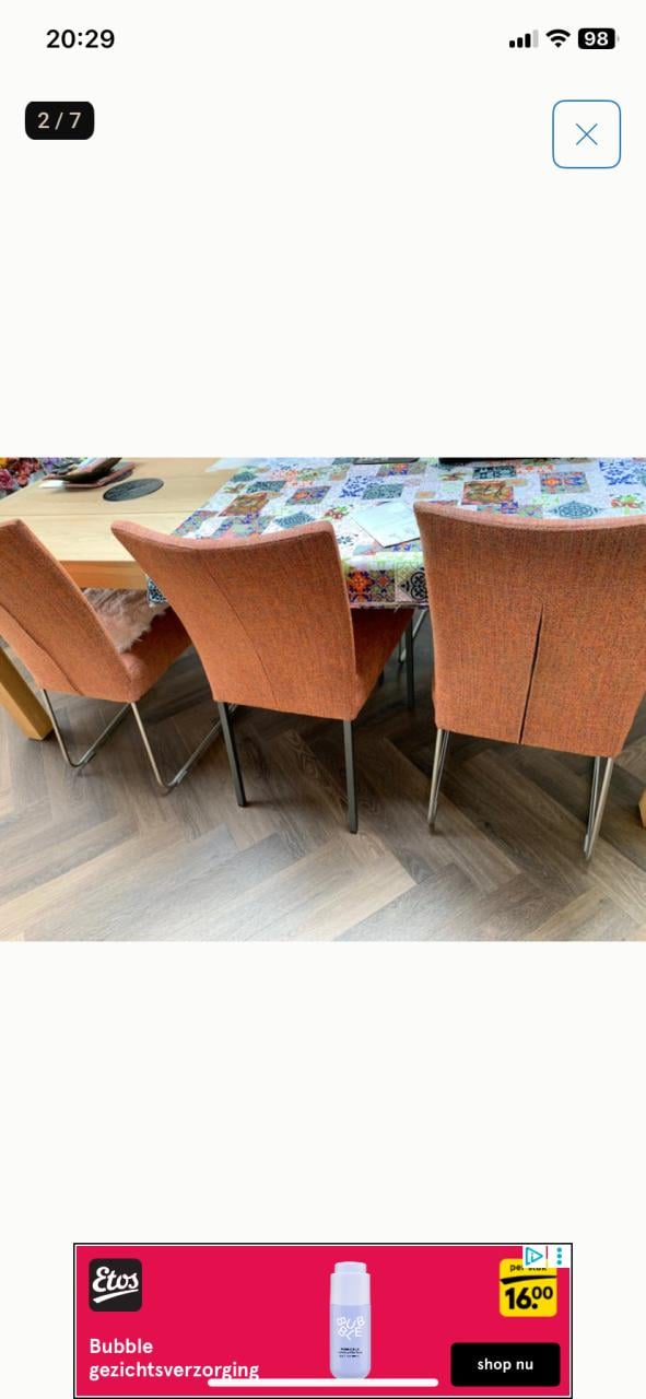 6 stoffen eetkamer stoelen oranje
