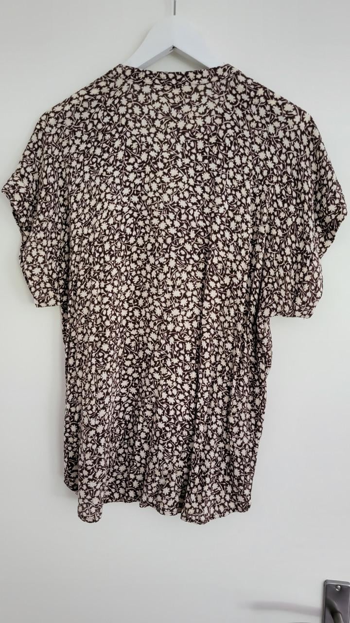 H&M viscose blouse top donkerbruin, mt 36