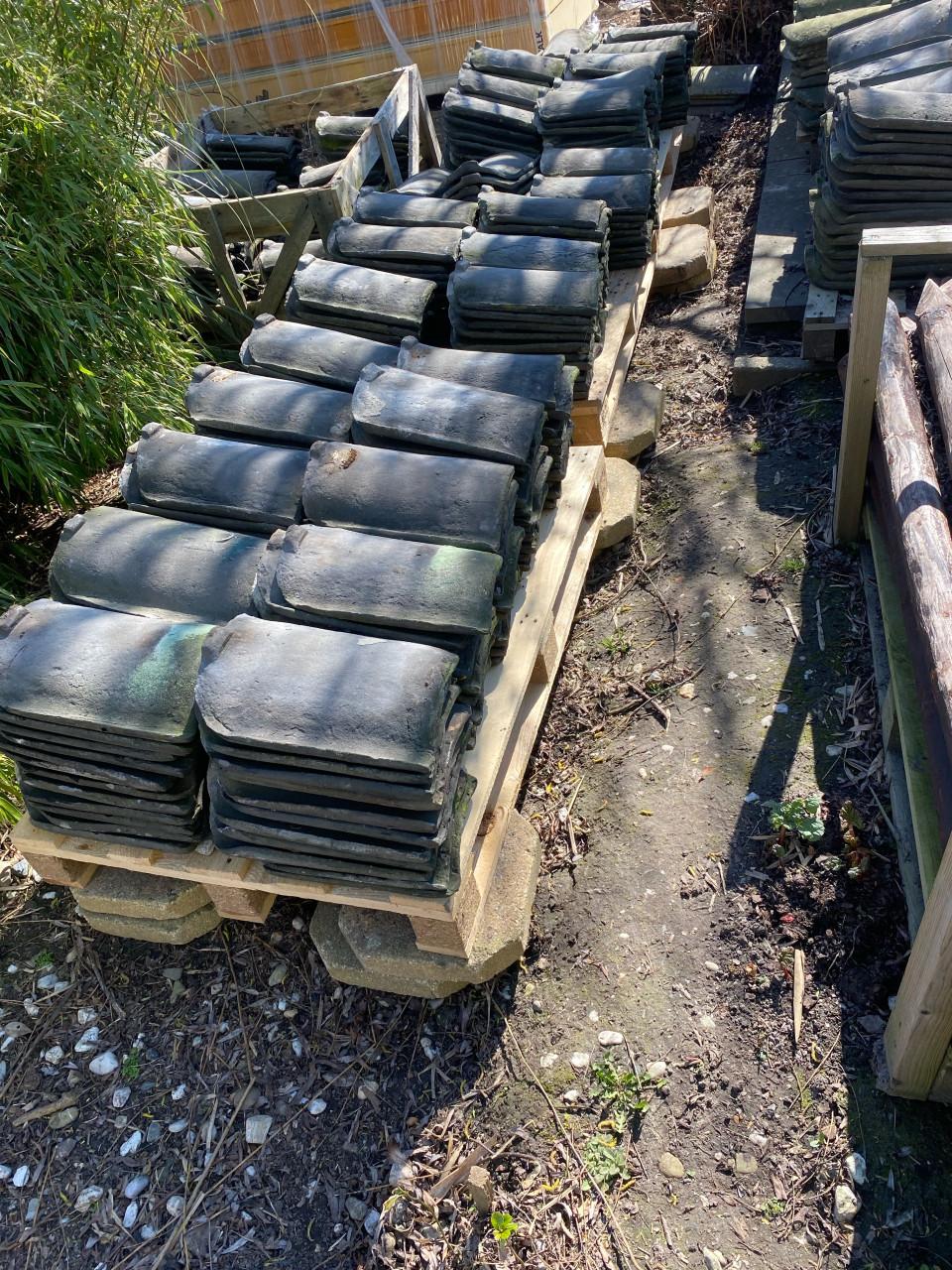 Oud Hollandse dakpan handvorm blauw gesmoord