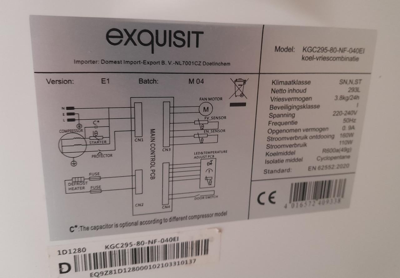 I.g.st.z. koelvriescombinatie Exquisite 293 ltr ,2 deurs