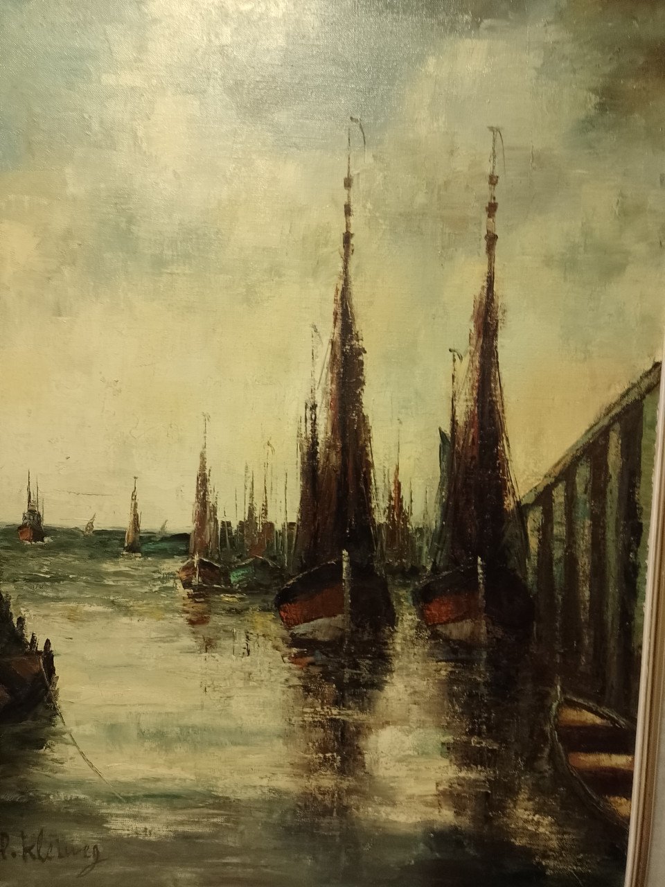 Visser schepen haven doek losse lijst