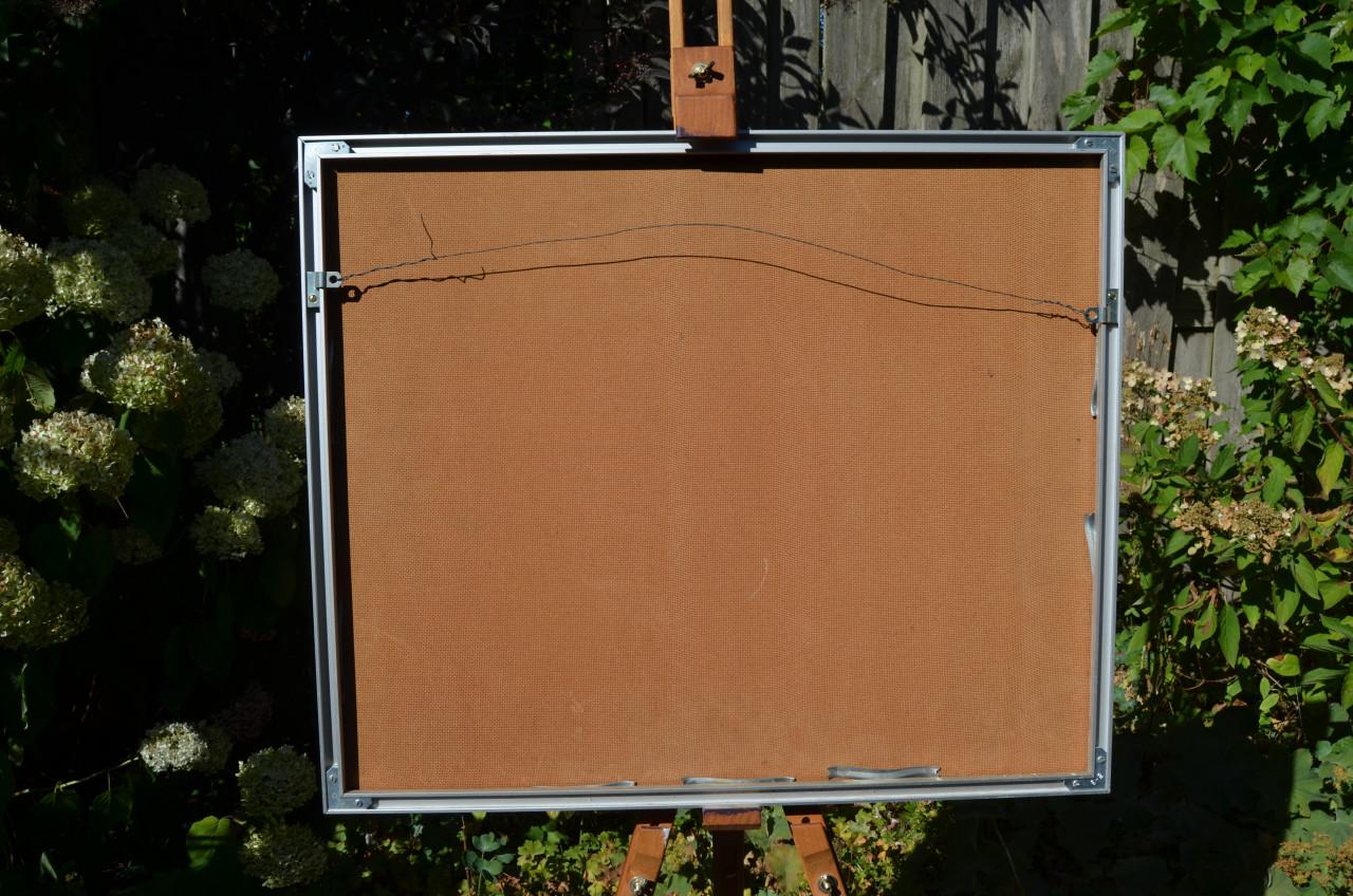 Fraaie aquarel gestileerd landschap/boerderij ipst.