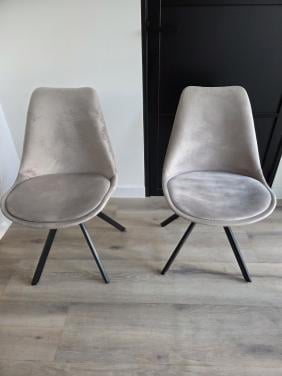 Eettafelstoelen 2x velvet champagne