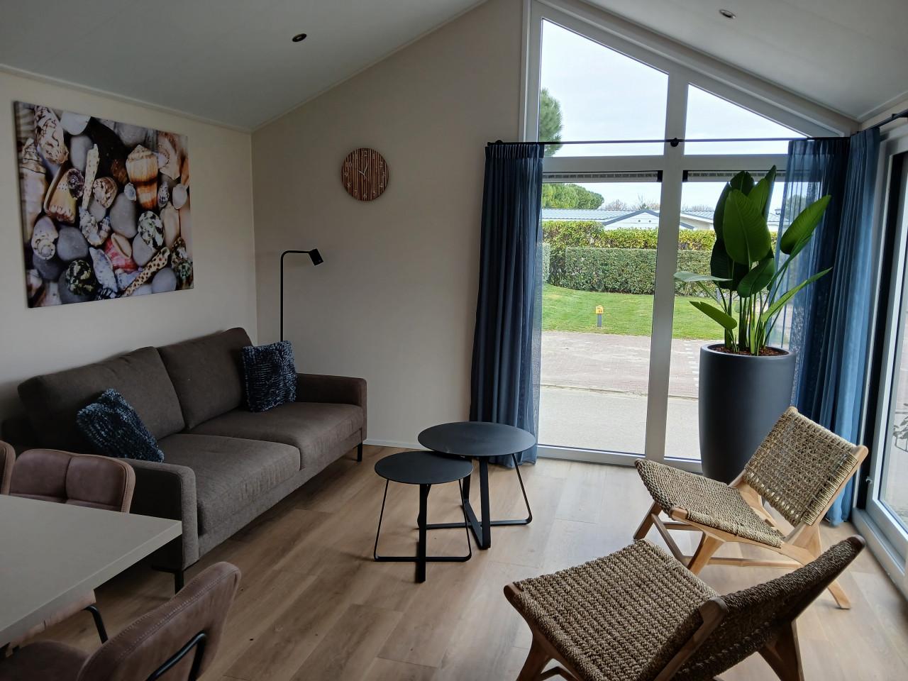 Grijs-blauwe vitrage/stof