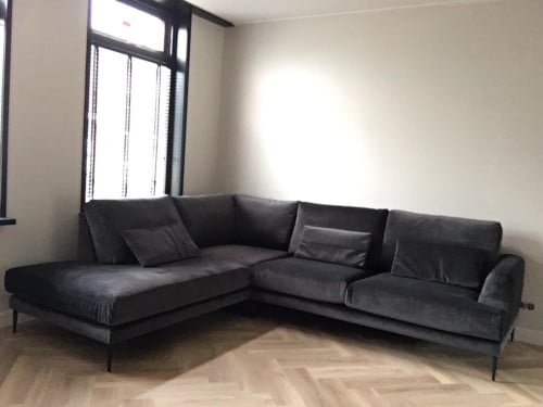 Hoekbank velvet antraciet