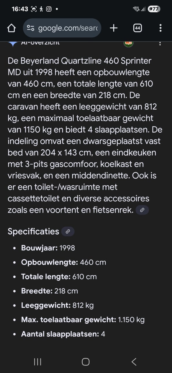 Caravan beyerland sprinter 460, alles compleet