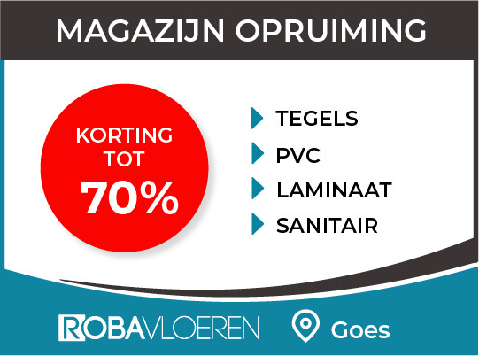 Magazijn opruiming!!! Tot 70% KORTING op TEGELS, PVC, LAMINAAT & SANITAIR!