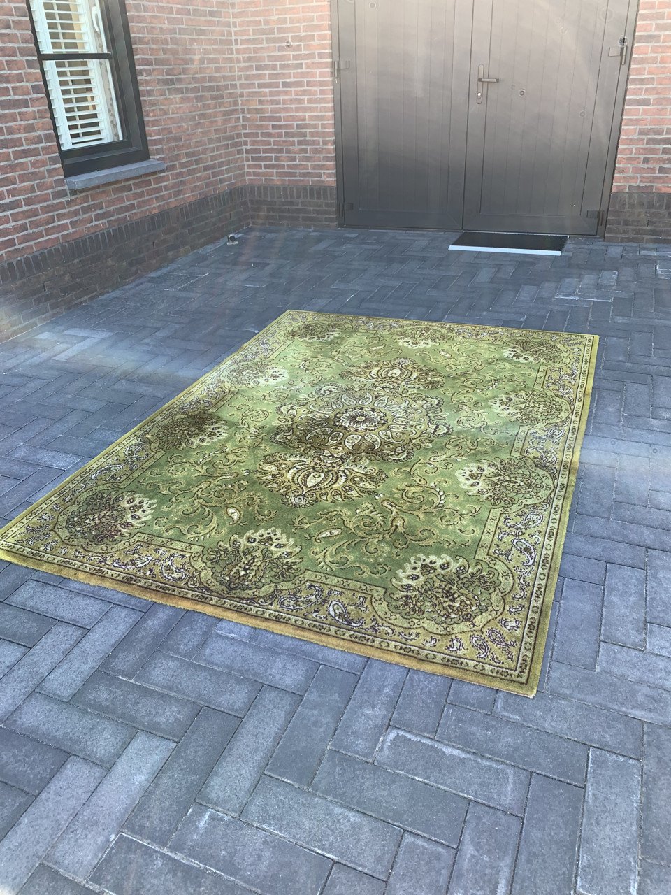✨Super Leuk Groen Vintage Vloerkleed Zuiver Scheerwol✨