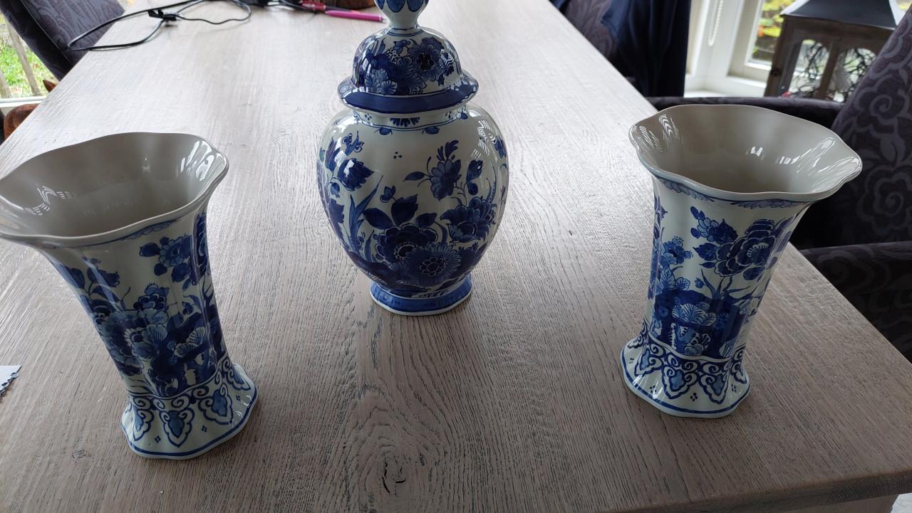 3 Delftsblauwe vazen