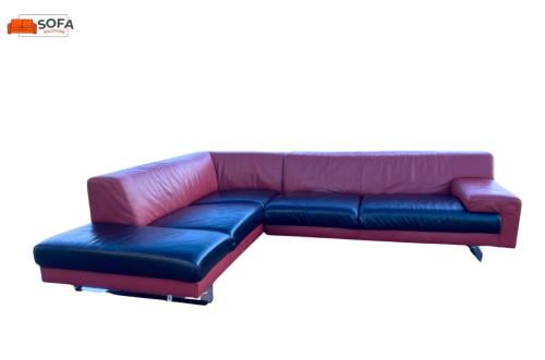 Montel Rood & Zwart Echt Leren Hoekbank–Luxe Comfort- Gratis Levering NL