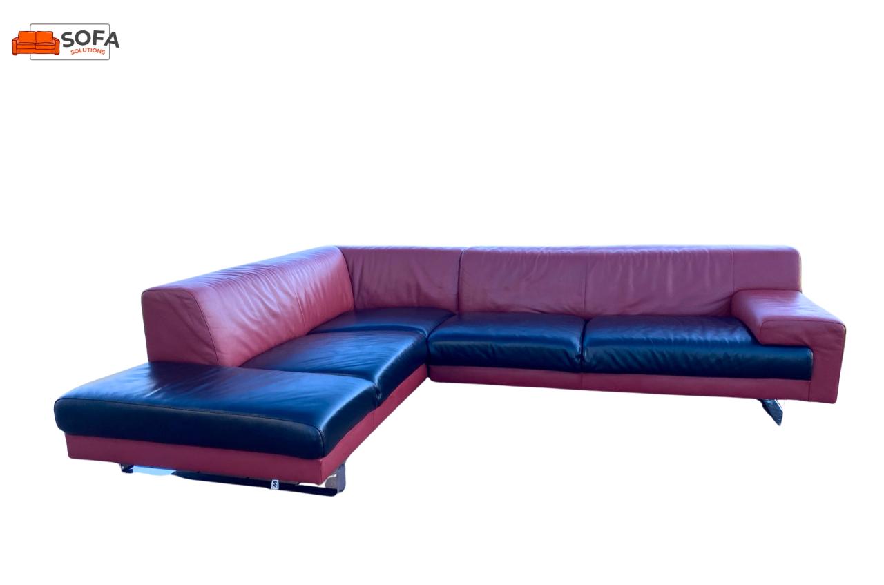 Montel Rood & Zwart Echt Leren Hoekbank–Luxe Comfort- Gratis Levering NL