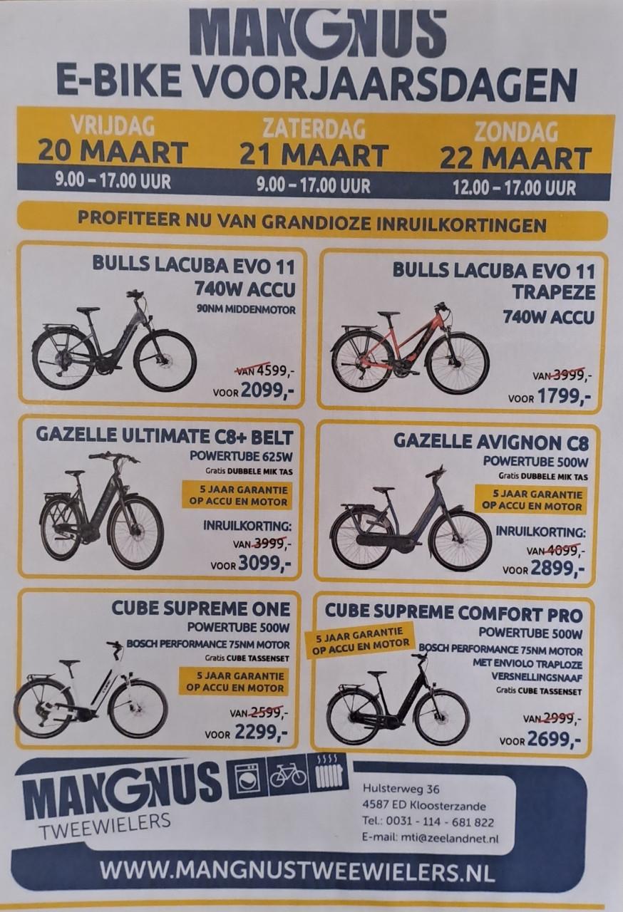 E-BIKE VOORJAARSDAGEN (20,21 en 22 Maart).
