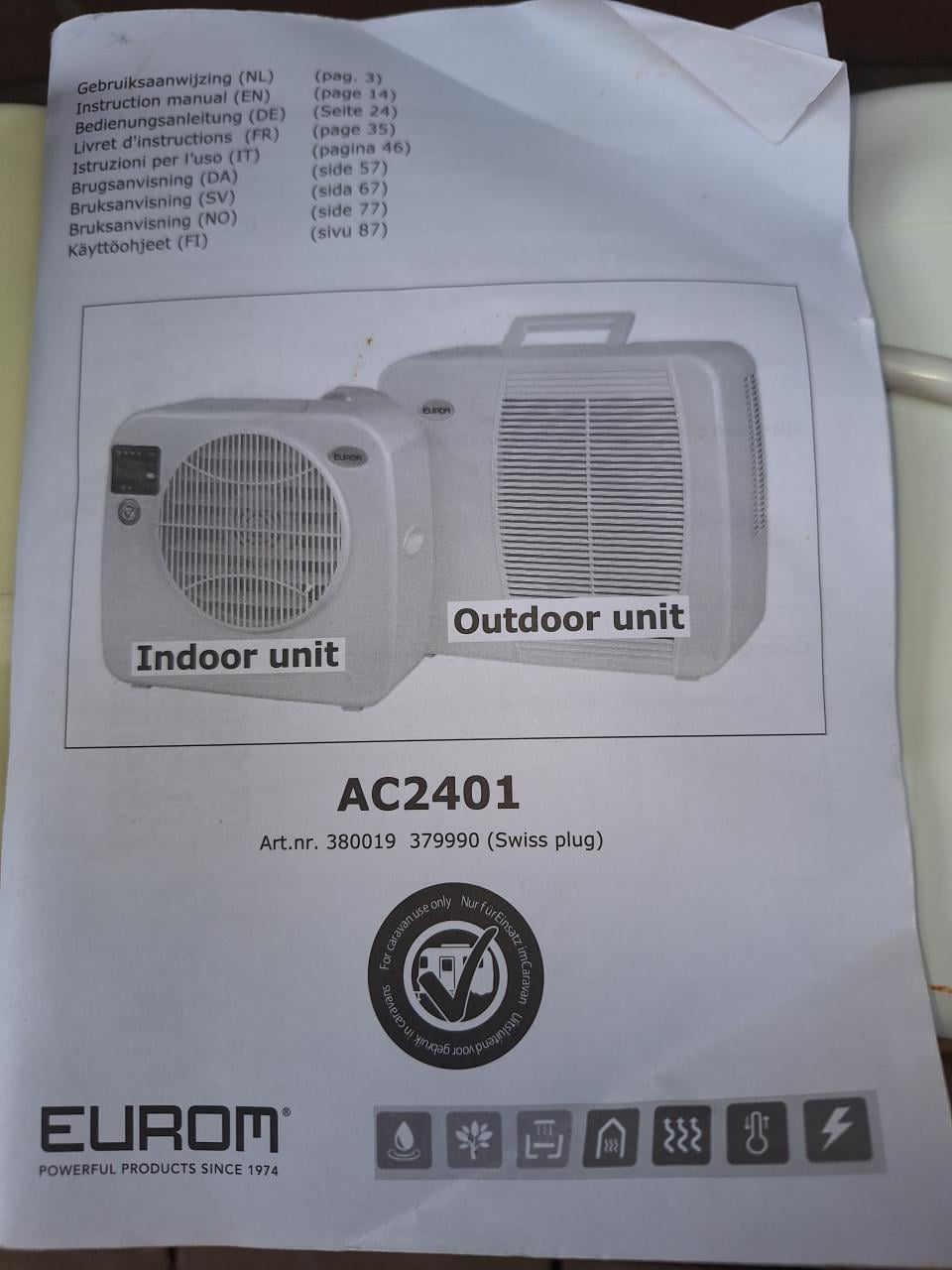 Eurom AC2401 caravan/camper airco - 3200 BTU
