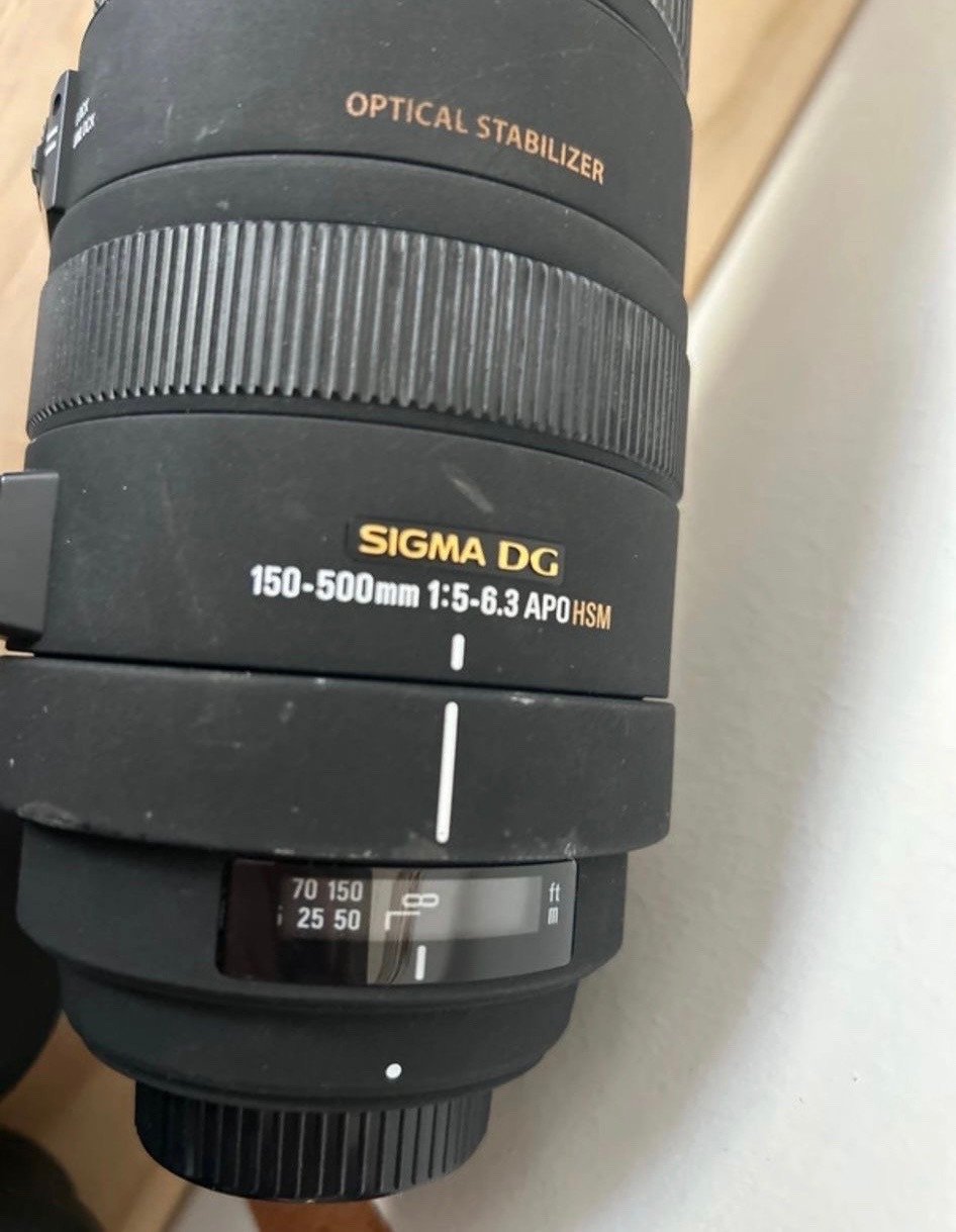 Sigma DG 150-500 mm 1:5-6.3 APO HSM lens, optical stabilizer.