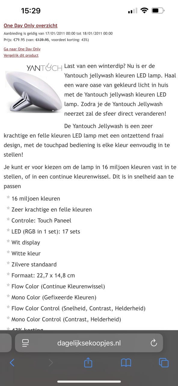 Yantouch jelly wash kleuren ledlamp