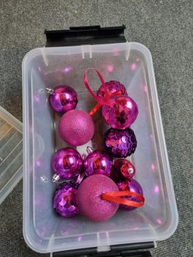 Kerstballen roze/paars