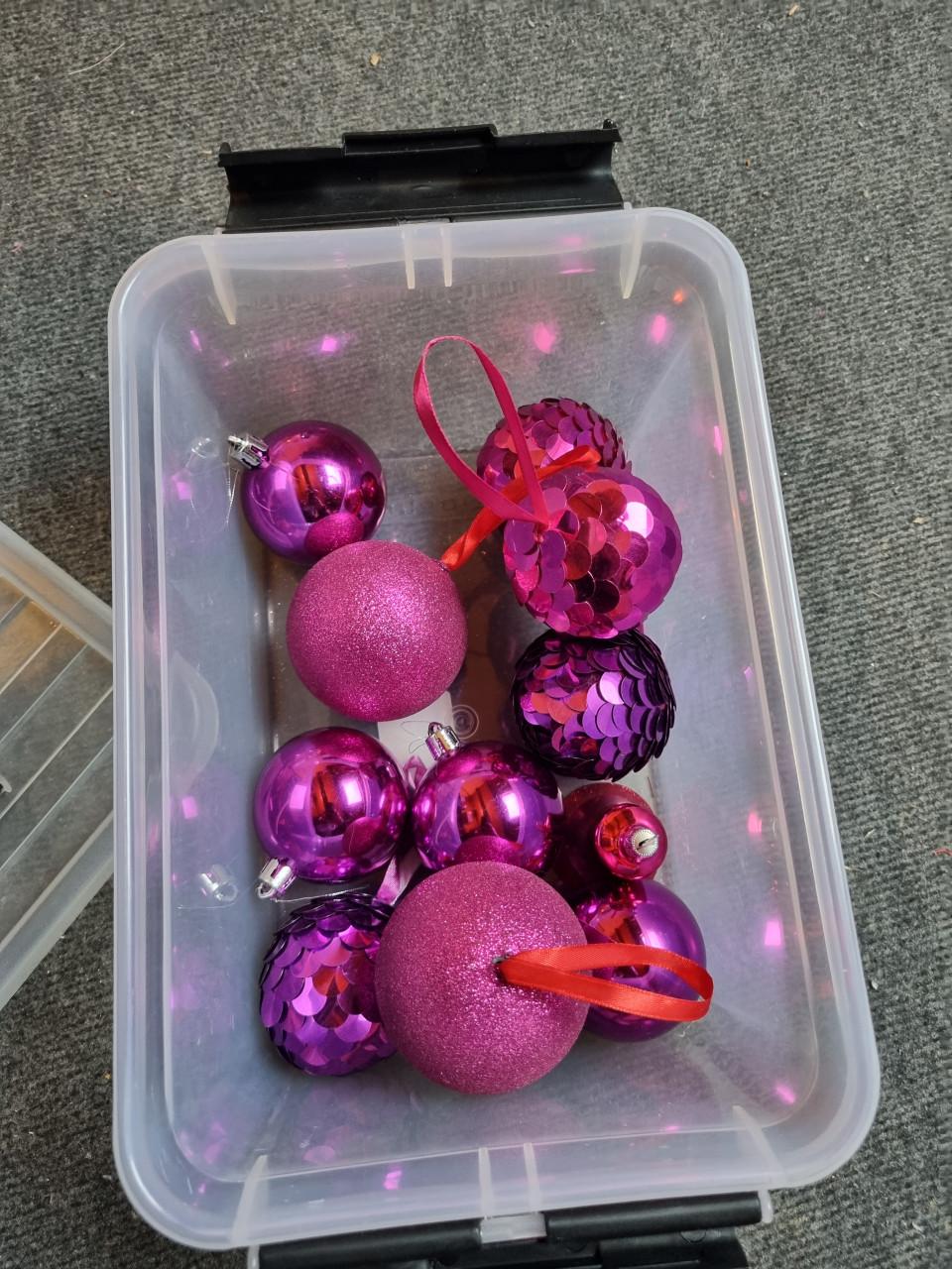 Kerstballen roze/paars