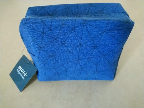 Toilettas / make-up tas blauw/zwart grafische print - NIEUW