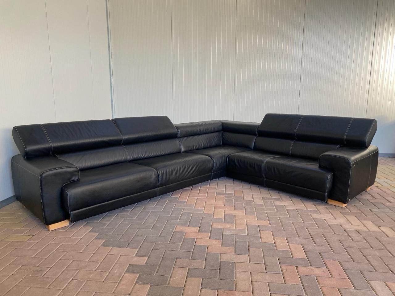 Callia Italia Zwart Leren Hoekbank – Gratis Levering NL & BE