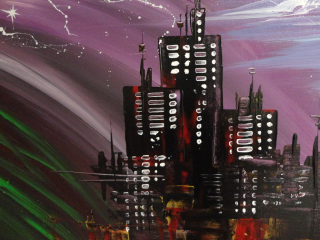 ... City Talk ... Prachtig Acryl 5 luik van Gia Hung 190 cm x 80 cm
