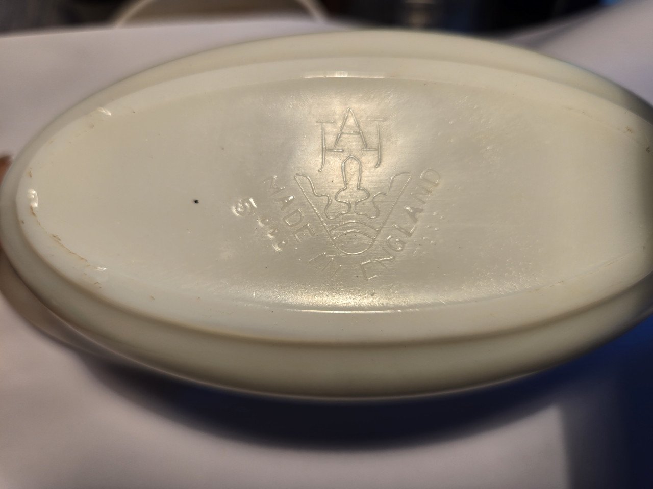 Vintage JAJ Pyrex Matchmaker juskom of suaskom "Matchstick"  van melkglas