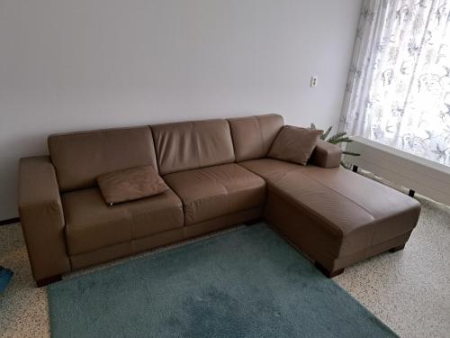 Bank met lounge deel leer taupe