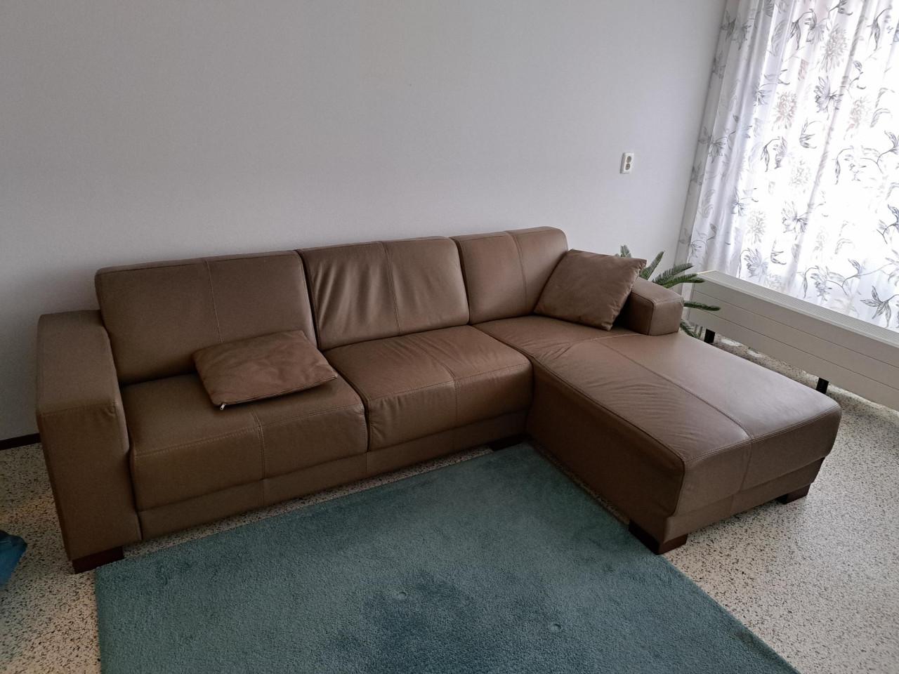 Bank met lounge deel leer taupe