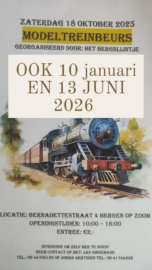 Bergen op Zoom Modeltreinbeurs 10 januari 2026