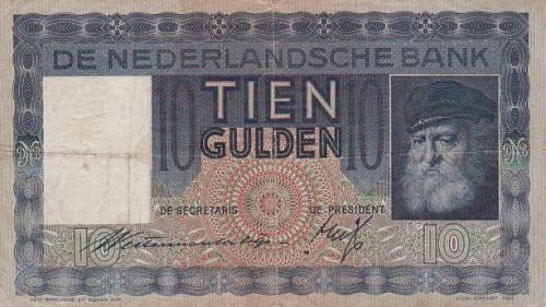 Biljet 10 Gulden 1939 Grijsaard  Bieden
