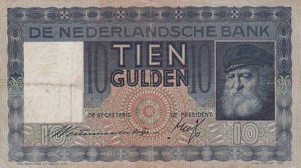 Biljet 10 Gulden 1939 Grijsaard  Bieden