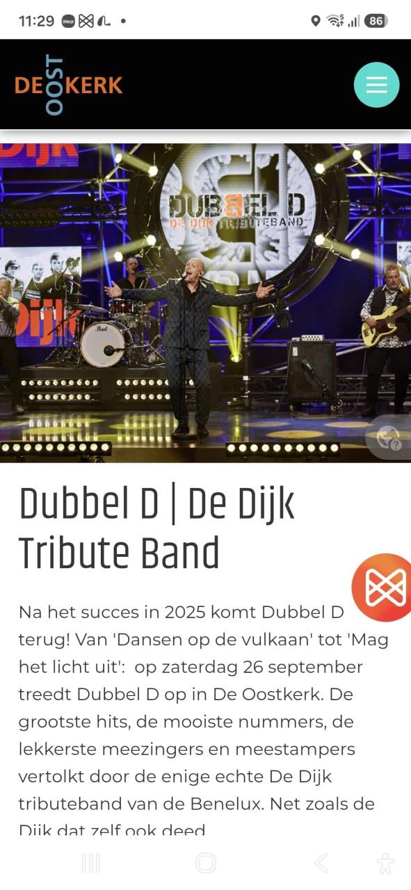 2 Tickets Dubbel D - De Dijk Tribute