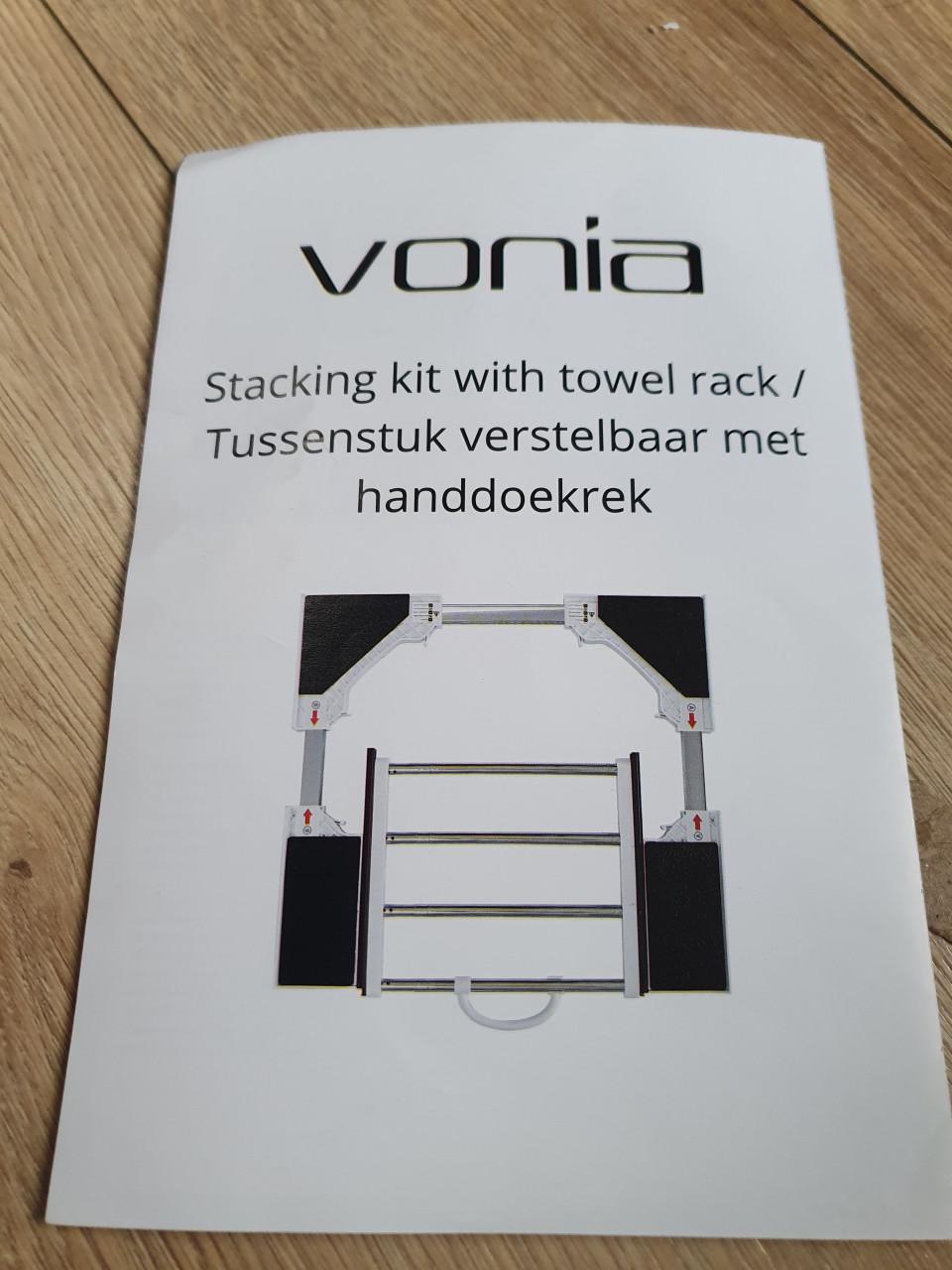 Vonia verstelbaar tussenstuk wasmachine + handdoekrek| zwart