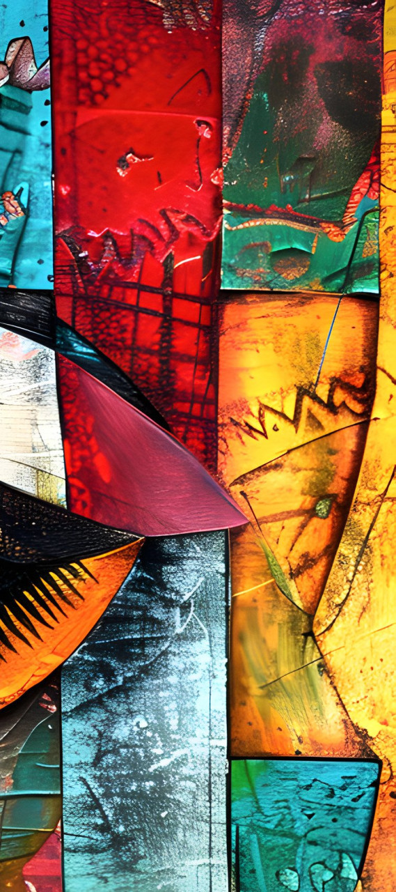 ” Visages Fragmentés “  opmerkelijk digitaal werk, giclee op doek